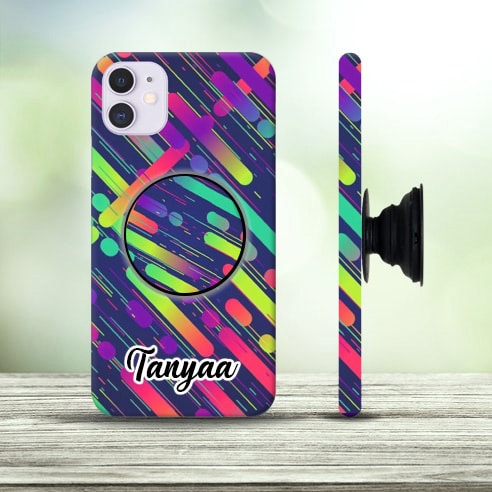 Abstract Multicolor Design Name Phone Case with Stand
