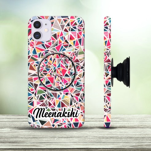 Multicolor Abstract Mobile Cover with Pop Socket