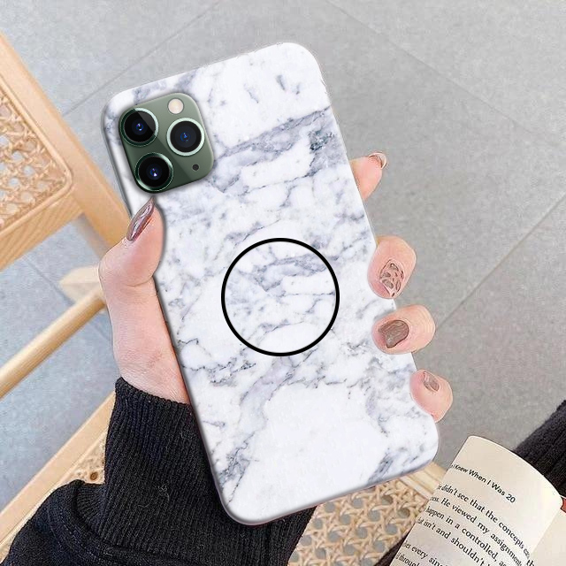 125 – White Marble Phone Case with Holder