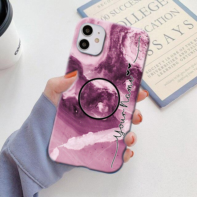 126 – Lavender Color Liquid Marble Phone Case with Holder