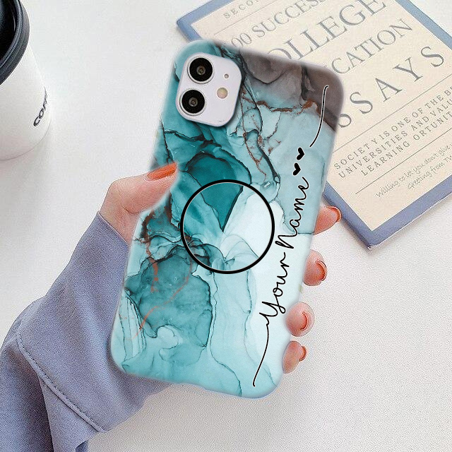 129 – Green Marble Print Phone Case with Holder