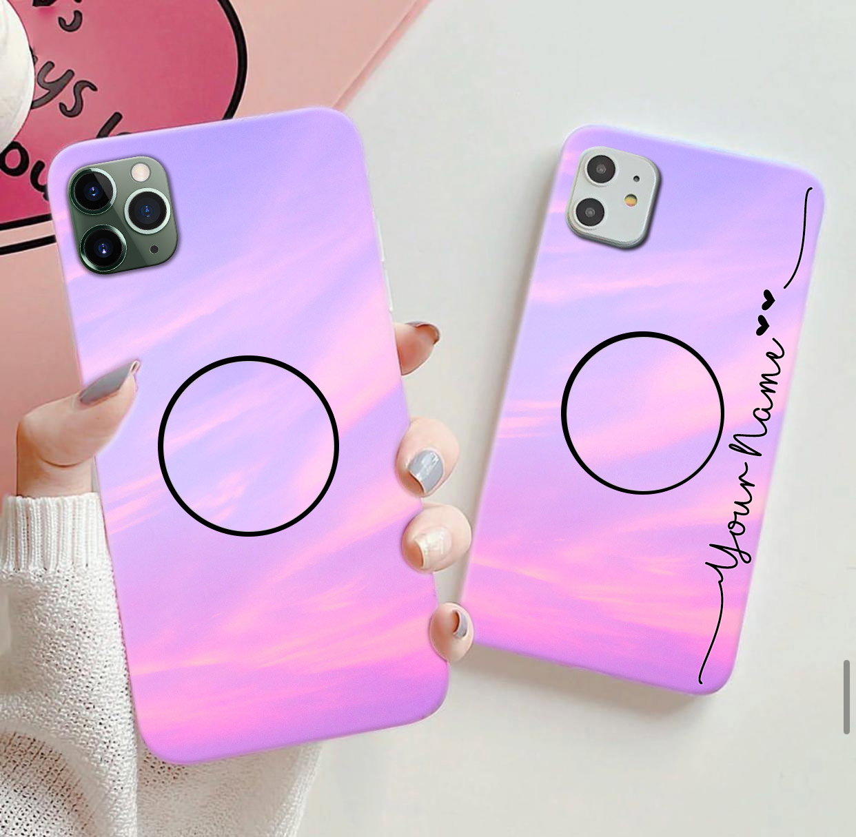 1317 – Purple Sky Trending Phone Case with Name