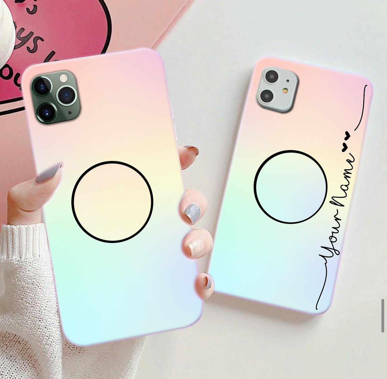 Custom Name Rainbow Color Phone Case Designer Mobile Cover Online